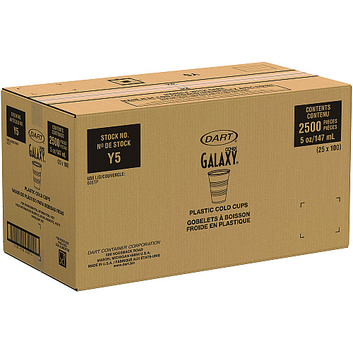 Dart High-Impact Polystyrene Cold Cups, 5 oz, Translucent, 100 Cups/Sleeve, 25 Sleeves/Carton (Y5CT)