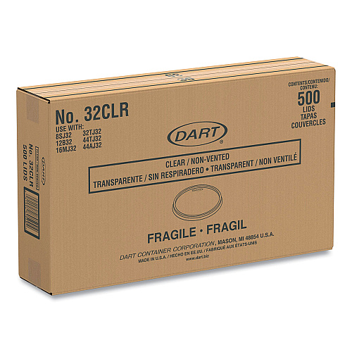 SOLO Non-Vented Cup Lids, Fits 32 oz/44 oz Hot Cups, Plastic, Clear, 500/Carton (32CLR)