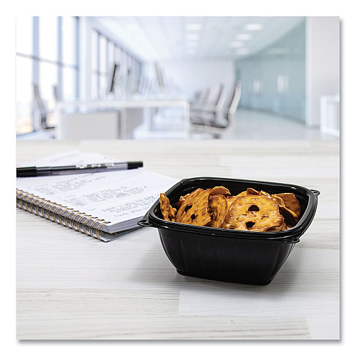 Dart PresentaBowls Pro Black Square Bowls, 12 oz, 5 x 5 x 2, Black, Plastic, 63/Bag, 8 Bags/Carton (B12SB)