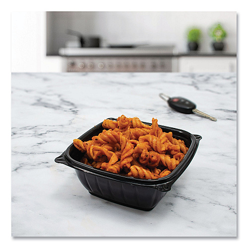 Dart PresentaBowls Pro Black Square Bowls, 12 oz, 5 x 5 x 2, Black, Plastic, 63/Bag, 8 Bags/Carton (B12SB)