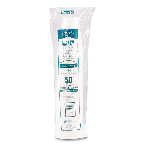 Dart High-Impact Polystyrene Cold Cups, 14 oz, Translucent, 50 Cups/Sleeve. 20 Sleeves/Carton (Y14)