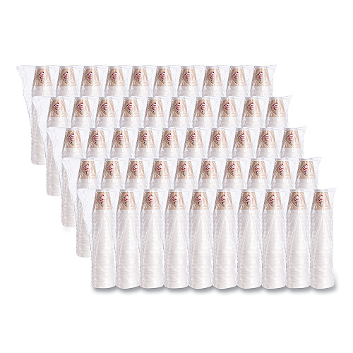 Dart Cafe G Foam Hot/Cold Cups, 12 oz, Brown/Red/White, 1,000/Carton (12X16G)