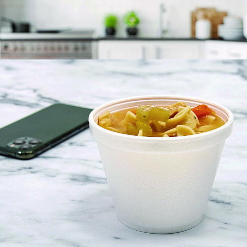 Dart Food Containers, Squat, 8 oz, White, Foam, 1,000/Carton (8SJ12)