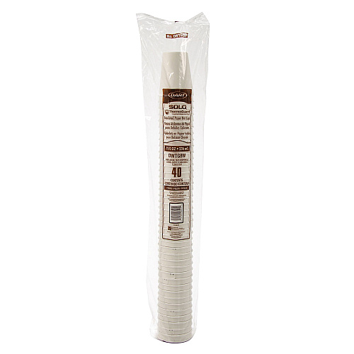SOLO Thermoguard Insulated Paper Hot Cups, 8 oz, White Sustainable Forest Print, 40/Pack (DWTG8W)