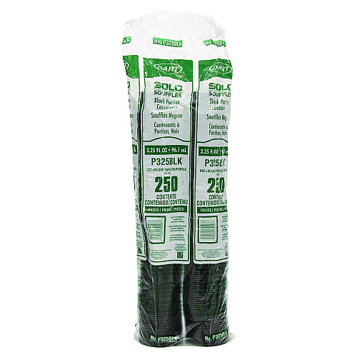 Dart Polystyrene Portion Cups, 3.25 oz, Black, 250/Bag, 10 Bags/Carton (P325BLK)