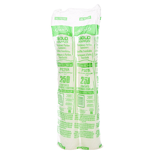 Dart Polystyrene Portion Cups, 3.25 oz, Translucent, 250/Bag, 10 Bags/Carton (P325N)