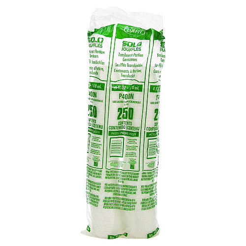 Dart Polystyrene Portion Cups, 4 oz, Translucent, 250/Bag, 10 Bags/Carton (P400N)