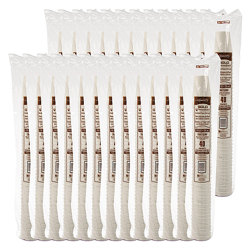 SOLO Thermoguard Insulated Paper Hot Cups, 8 oz, White Sustainable Forest Print, 40/Pack (DWTG8W)