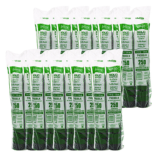 Dart Polystyrene Portion Cups, 4 oz, Black, 250/Bag, 10 Bags/Carton (P400BLK)