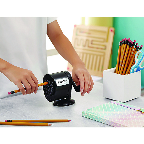 Bostitch Metal Manual Pencil Sharpener, Manually-Powered, 5.44" x 2.69" x 4.33", Black (MPS1BLK)