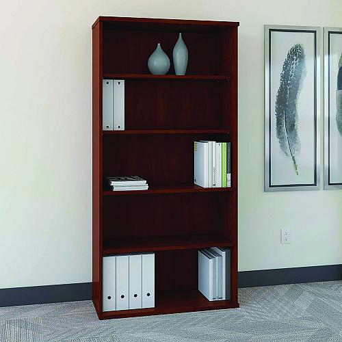 Bush Series C Collection Bookcase, Five-Shelf, 35.63w x 15.38d x 72.78h, Hansen Cherry (WC24414)