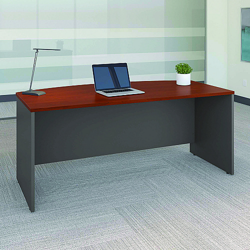 Bush Series C Collection Bow Front Desk, 71.13" x 36.13" x 29.88", Hansen Cherry/Graphite Gray (WC24446)