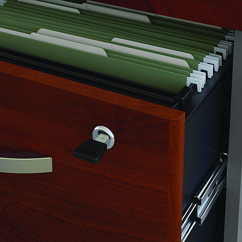 Bush Series C Mobile Pedestal File, Left/Right, 3-Drawers: Box/Box/File, Legal/Letter/A4/A5, Cherry/Gray, 15.75" x 20.25" x 27.88" (WC24453SU)