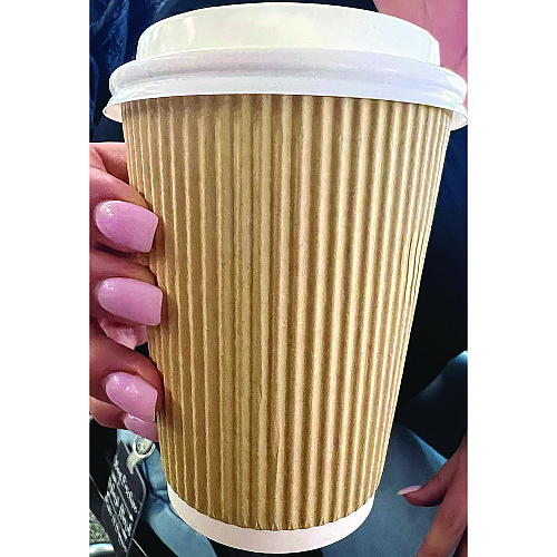 Karat Ripple Hot Cups, 12 oz, Kraft/White, 500/Carton (CKRC512)