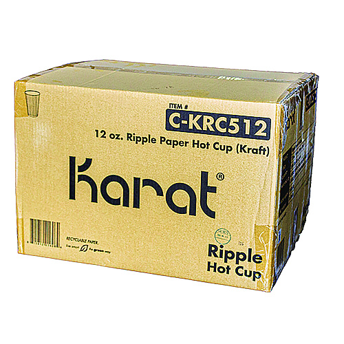 Karat Ripple Hot Cups, 12 oz, Kraft/White, 500/Carton (CKRC512)