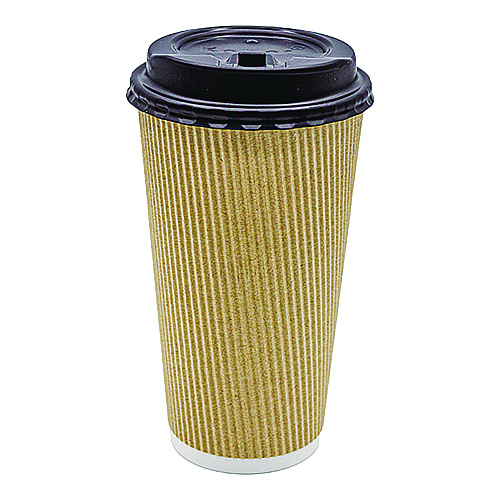 Karat Ripple Hot Cups, 20 oz, Kraft/White, 500/Carton (CKRC520)