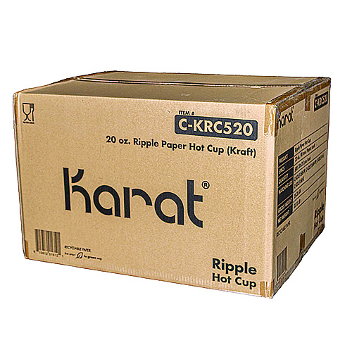 Karat Ripple Hot Cups, 20 oz, Kraft/White, 500/Carton (CKRC520)