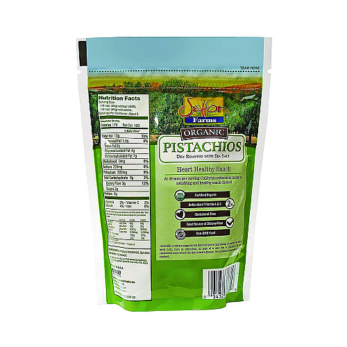 Setton Farms Organic Pistachios, Dry Roasted with Sea Salt, 7 oz Bag, 12/Carton (5182)