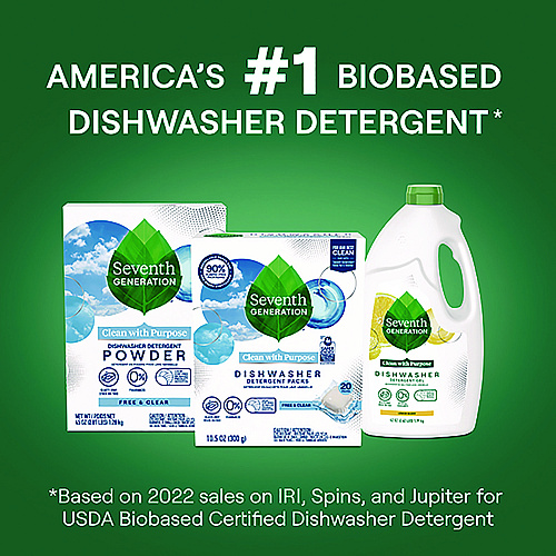 Seventh Generation Natural Automatic Dishwasher Detergent Packs, Free and Clear, 45 Powder Packets/Box, 5 Boxes/Carton (45180CT)