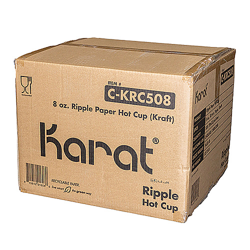 Karat Ripple Hot Cups, 8 oz, Kraft/White, 500/Carton (CKRC508)