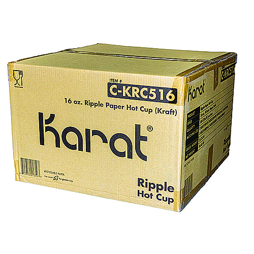Karat Ripple Hot Cups, 16 oz, Kraft/White, 500/Carton (CKRC516)