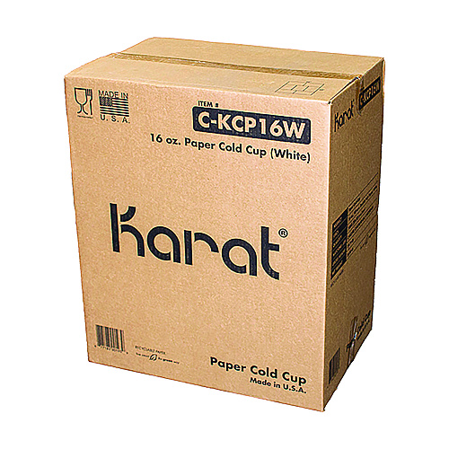 Karat Double Poly Paper Cold Cups, 16 oz, White, 1,000/Carton (CKCP16W)