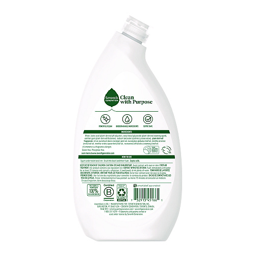 Seventh Generation Toilet Bowl Cleaner, Fresh Mint Scent, 24 oz Bottle, 4/Carton (45166CT)