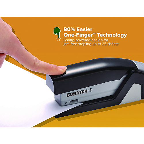 Bostitch InJoy One-Finger 3-in-1 Eco-Friendly Compact Stapler, 20-Sheet Capacity, Black (1510)