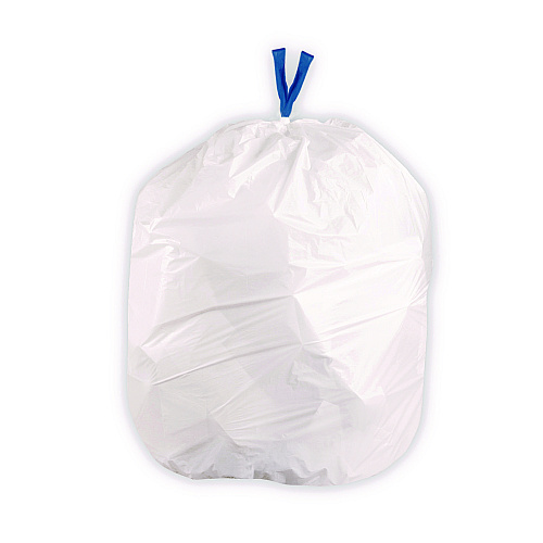 BlueCollar Drawstring Trash Bags, Drawstring, 13 gal, 24" x 28", White, 40 Bags/Roll, 2 Rolls/Box (N4828EWRC1)