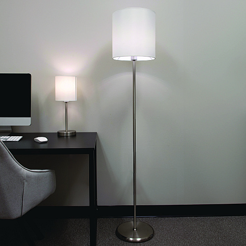 Ledu Slim Line Lamp Set, Table 12.63" High and Floor 61.5" High, Silver (L9135)