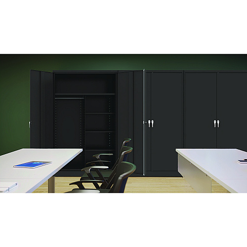 Tennsco Jumbo Combination Steel Storage Cabinet, 48w x 24d x 78h, Black (J2478SUCBK)