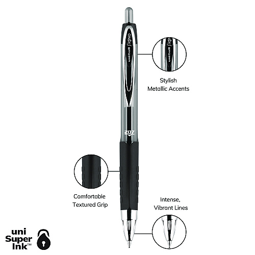 uni-ball Signo 207 Gel Pen, Retractable, Medium 0.7 mm, Assorted Ink and Barrel Colors, 5/Pack (261221)