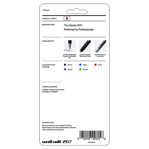 uni-ball Signo 207 Gel Pen, Retractable, Medium 0.7 mm, Assorted Ink and Barrel Colors, 5/Pack (261221)