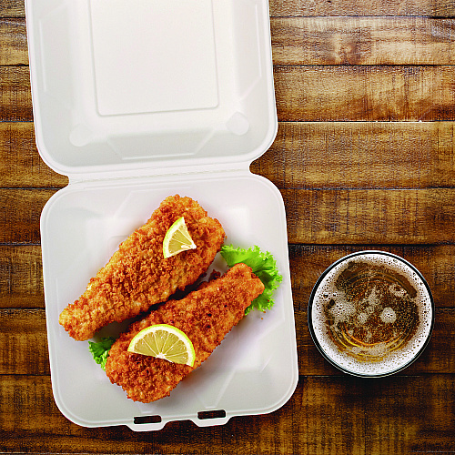 Dart Compostable Fiber Hinged Trays, ProPlanet Seal, 8.98 x 9.35 x 2.17, Ivory, Molded Fiber, 200/Carton (HC9FBR1)