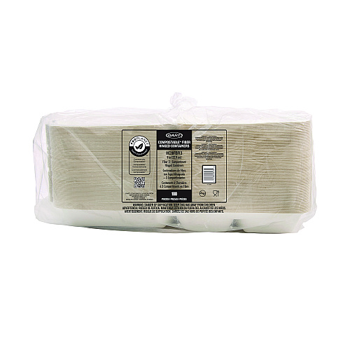 Dart Compostable Fiber Hinged Trays, ProPlanet Seal, 3-Compartment, 9.25 x 9.45 x 2.17, Ivory, Molded Fiber, 200/Carton (HC9FBR3)