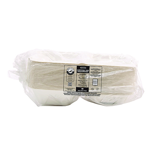 Dart Compostable Fiber Hinged Containers, ProPlanet Seal, 6.34 x 9.06 x 1.97, Ivory, Molded Fiber, 200/Carton (HC206FBR1)