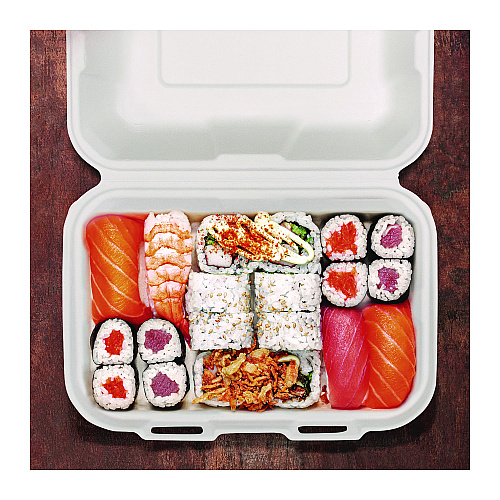 Dart Compostable Fiber Hinged Containers, ProPlanet Seal, 6.34 x 9.06 x 1.97, Ivory, Molded Fiber, 200/Carton (HC206FBR1)