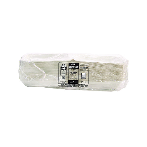 Dart Compostable Fiber Hinged Trays, ProPlanet Seal, 8.03 x 8.38 x 1.93, Ivory, Molded Fiber, 200/Carton (HC8FBR1)