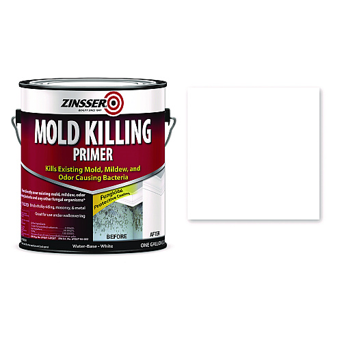 Zinsser Mold Killing Primer, Interior/Exterior, Flat White, 1 gal Bucket/Pail, 2/Carton (276049CT)