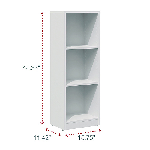 Workspace by Alera Three-Shelf Narrow-Footprint Bookcase, 15.75" x 11.42" x 44.33", White (ALEWS161248WT)