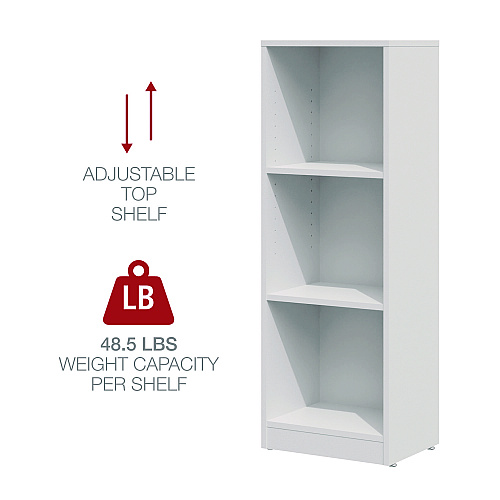 Workspace by Alera Three-Shelf Narrow-Footprint Bookcase, 15.75" x 11.42" x 44.33", White (ALEWS161248WT)
