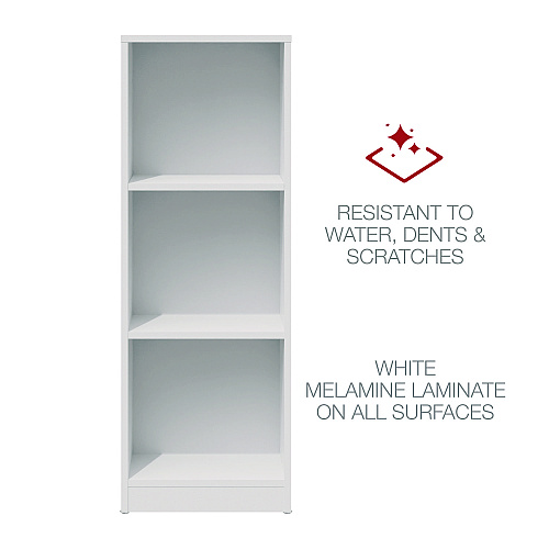 Workspace by Alera Three-Shelf Narrow-Footprint Bookcase, 15.75" x 11.42" x 44.33", White (ALEWS161248WT)