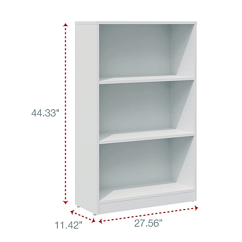 Workspace by Alera Three-Shelf Bookcase, 27.56" x 11.42" x 44.33", White (ALEWS281248WT)