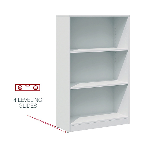 Workspace by Alera Three-Shelf Bookcase, 27.56" x 11.42" x 44.33", White (ALEWS281248WT)