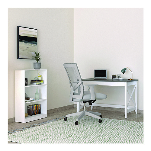 Workspace by Alera Three-Shelf Bookcase, 27.56" x 11.42" x 44.33", White (ALEWS281248WT)