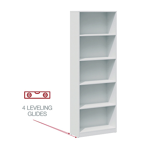 Workspace by Alera Five-Shelf Bookcase, 27.56" x 11.42" x 77.56", White (ALEWS281278WT)