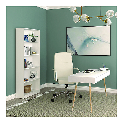 Workspace by Alera Five-Shelf Bookcase, 27.56" x 11.42" x 77.56", White (ALEWS281278WT)