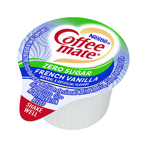 Coffee-mate Liquid Coffee Creamer, Zero Sugar French Vanilla, 0.38 oz Mini Cups, 50/Box, 4 Boxes/Carton, 200 Total/Carton (91757CT)