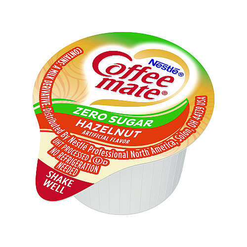 Coffee-mate Liquid Coffee Creamer, Zero Sugar Hazelnut, 0.38 oz Mini Cups, 50/Box (98468BX)