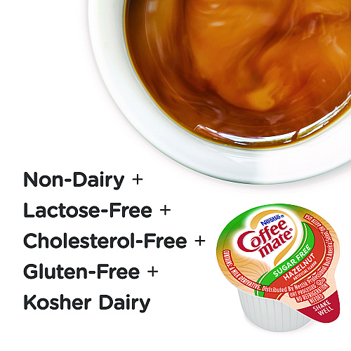 Coffee-mate Liquid Coffee Creamer, Zero Sugar Hazelnut, 0.38 oz Mini Cups, 50/Box (98468BX)